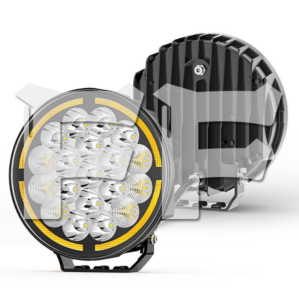 9インチ 作業灯 LED ワークライト 広角ライト スポットライト DRL 95W 9500LM ホワイト アンバー ジープ タコマ ジムニー 2個拍卖