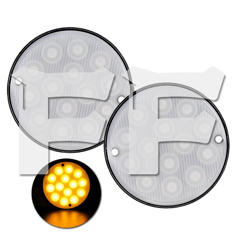 超薄 イエロー LED ライト ハザード ストロボ フラッシュ パトロール ライトバー 2モード 12V/24V 丸型 建設機械 農業機械 ボート 2個拍卖