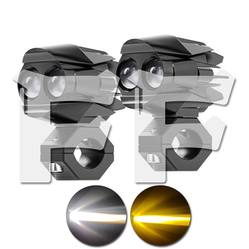 3モードタイプ 60W LED フォグランプ ワークライト 作業灯 ホワイト/イエロー 同時発光 BMW ハーレー スズキ ホンダ カワサキ ヤマハ 2個拍卖