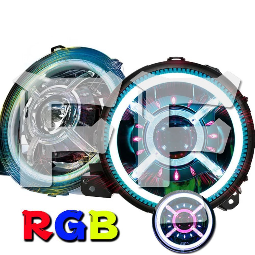 9インチ RGB LED ヘッドライト ジープ JL JLU 18~23年 JT 20~23年 HI.Low.DRL切替 車検対応 多彩 光軸調整 6500K ホワイト MS-GX9 2個拍卖