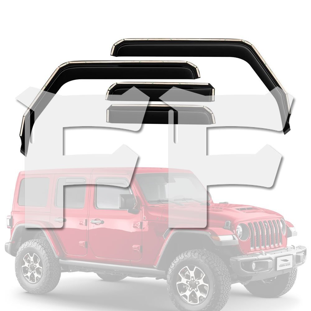 ジープ ラングラー JK 4ドア ルビコン 07-18 サイド ウィンドウ ディフレクター バイザー レインガード ダークスモーク 4枚セット拍卖