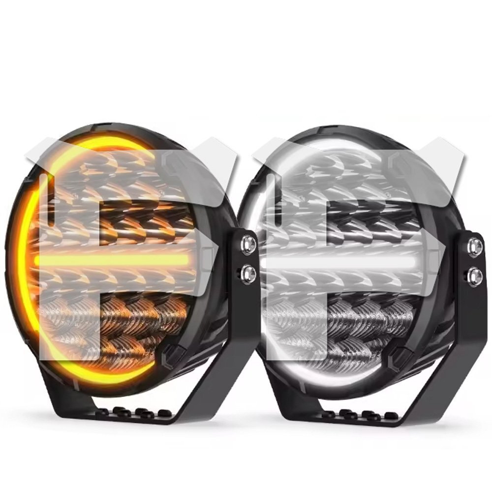 超遠距離照射 Eマーク 9インチ LED ワークライト 作業灯 ホワイト デイライト ホワイト/アンバー タコマ ジープ ジムニー トラック 2個拍卖