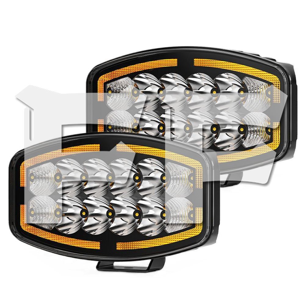 10インチ 作業灯 LED ワークライト フラッドライト スポットライト DRL 45W 7600LM ホワイト アンバー ジープ SUV 建設機械 大型車 2個拍卖