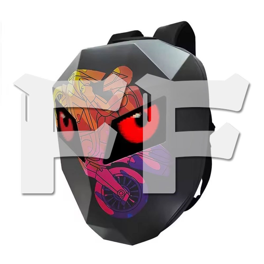 送料無料.. 悪魔の眼 プログラム可能なLEDスクリーン LEDバック ヘルメット収納可能 ノートPC収納 自転車 オートバイ バイク 日本語アプリ拍卖