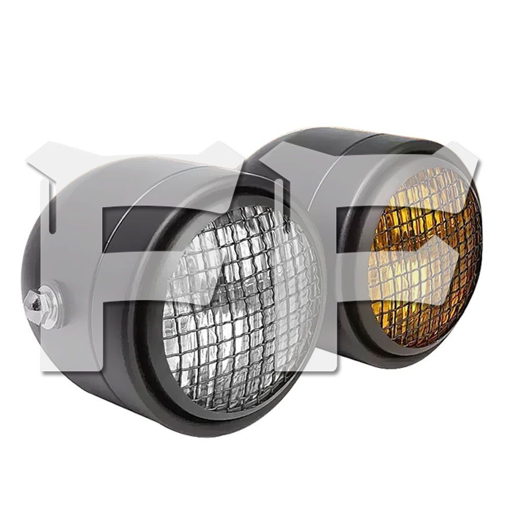 送料無料.. デュアル ダブル ヘッドライト H4 ハロゲン ホワイト/イエロー ハーレー ホンダ ヤマハ スズキ カフェレーサー ブラック 汎用拍卖