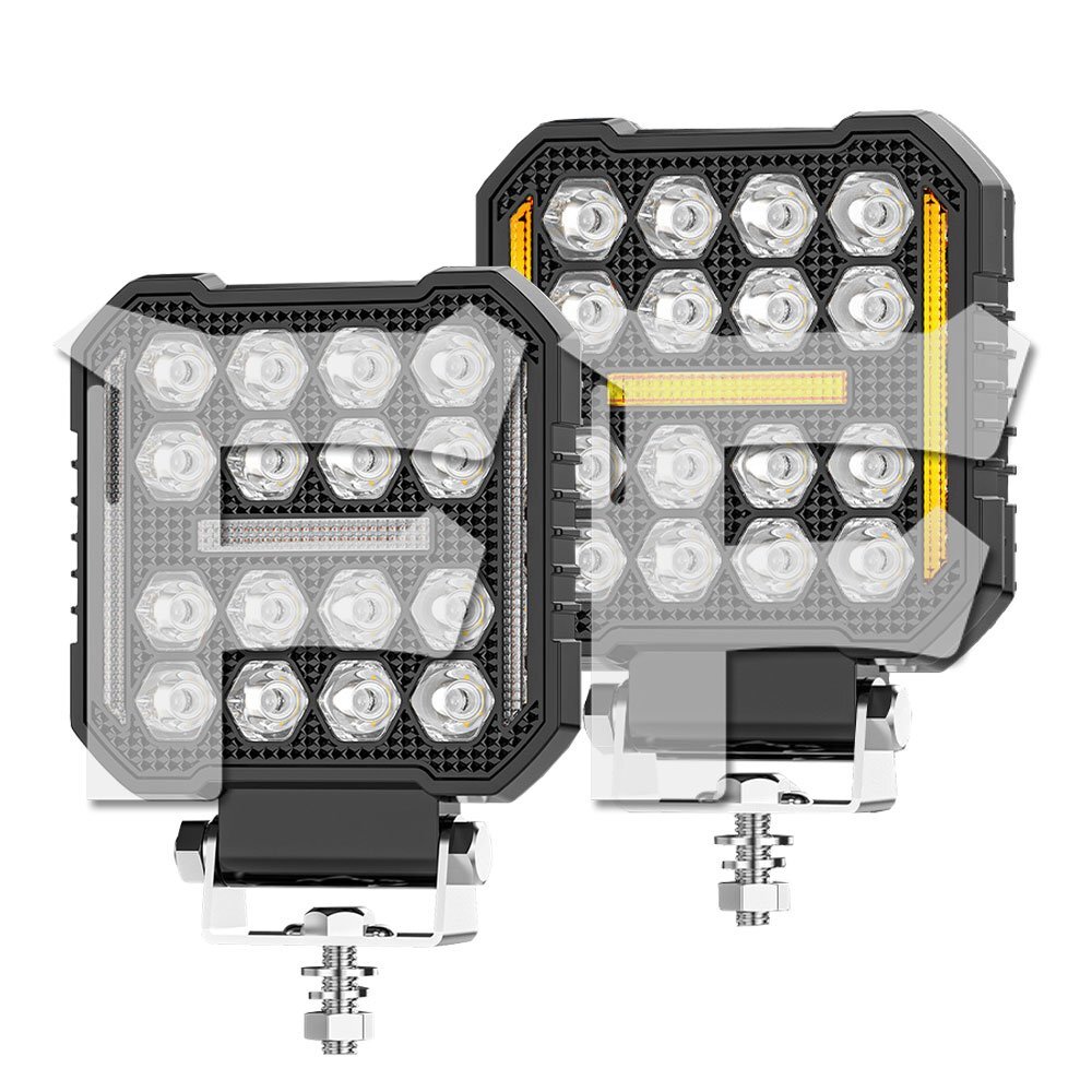 4インチ 作業灯 LED ワークライト 48W 4モード ホワイト/イエロー/白黄同時/ストロボ機能 DRL 4800LM 汎用 2個 多用途 投光器 前照灯拍卖