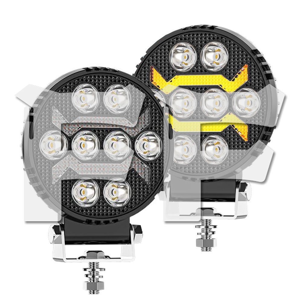 4インチ 作業灯 LED ワークライト 24W 4モード ホワイト/イエロー/白黄同時/ストロボ機能 DRL 2400LM 汎用 2個 多用途 投光器 大型車拍卖