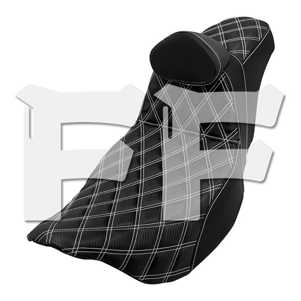 ハーレー ツーリング ツーアップシート タンデムシート ピリオンシート エレクトラ 一体型 運転席 助手席 ホワイト糸 カスタム パーツ拍卖