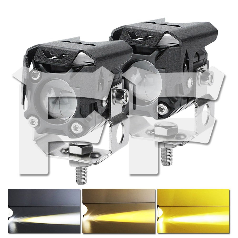 送料無料.. 3モードタイプ 18W スッポトライト イエロー・ホワイト 作業灯 オートバイ バイク ジープ SUV LED フォグライト 2個拍卖