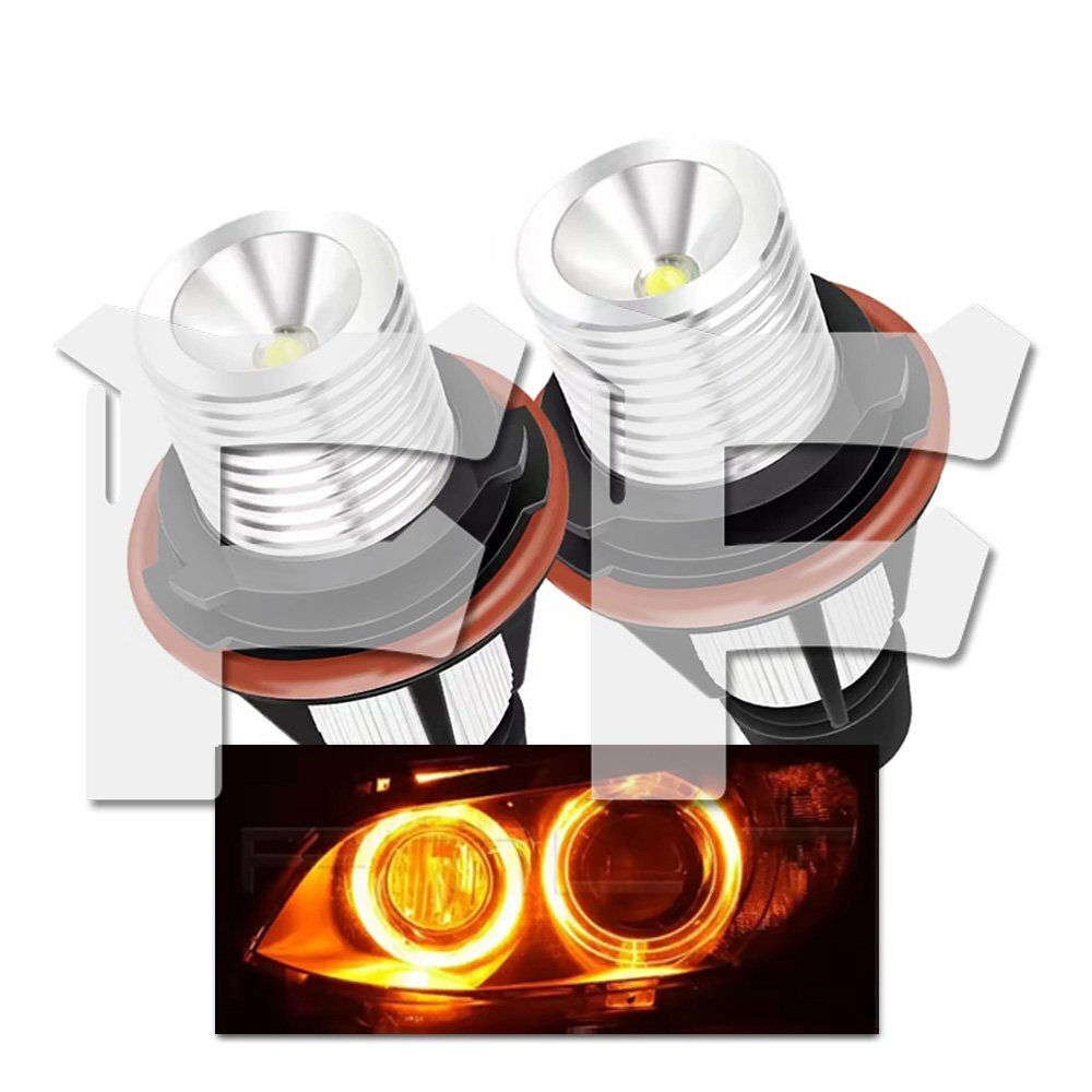 送料無料.. 発光カラー:イエロー BMW イカリング エンジェルアイ E39 E59 E53 E60 E31 E63 E64 E65 E66 E83 E87 X3 X5 M6 M5 LEDライト 2個拍卖