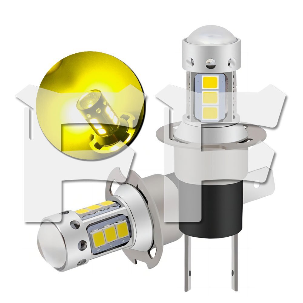 42W H3 H3C H3D イエロー 3000K 五面発光 LED フォグランプ ショート 2835SMDチップ14個搭載 高輝度 高品質 2個拍卖