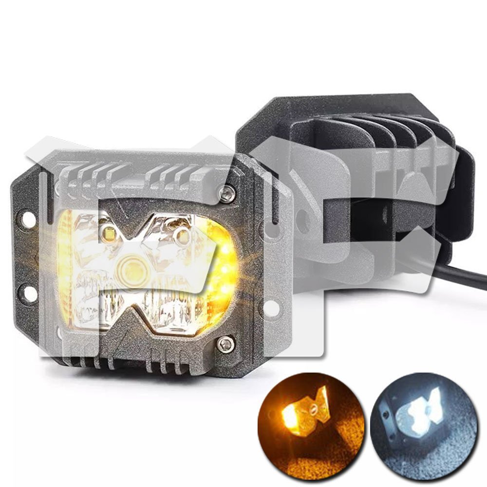送料無料.. 40W 三面発光 ストロボ LED フォグランプ 埋込式 ワークライト 作業灯 ホワイト/イエロー ジープ SUV UTV ATV ジムニー UM002拍卖