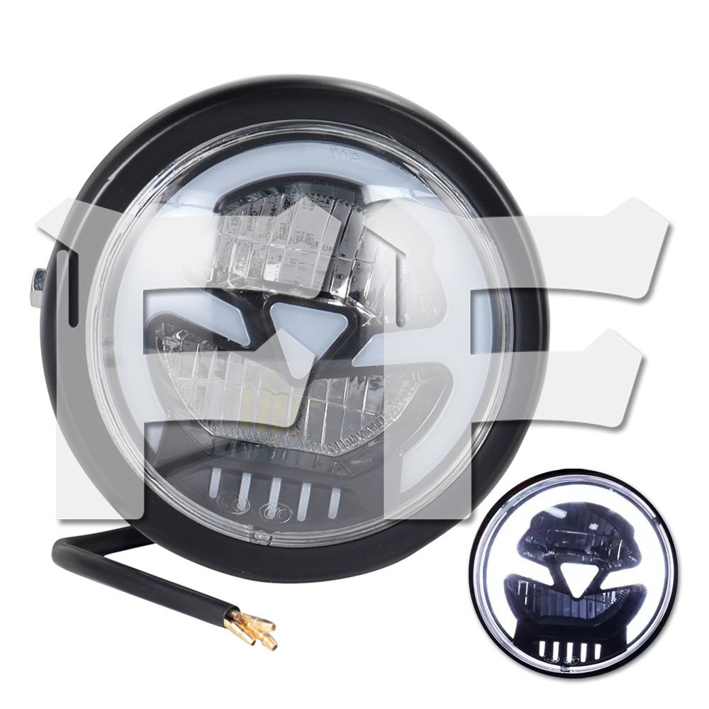送料無料.. 5.75~6.5インチ オートバイ LED ヘッドライト ハイ/ロー ホンダ カワサキ ヤマハ スズキ ブラケット付 カフェーレーサー 汎用拍卖