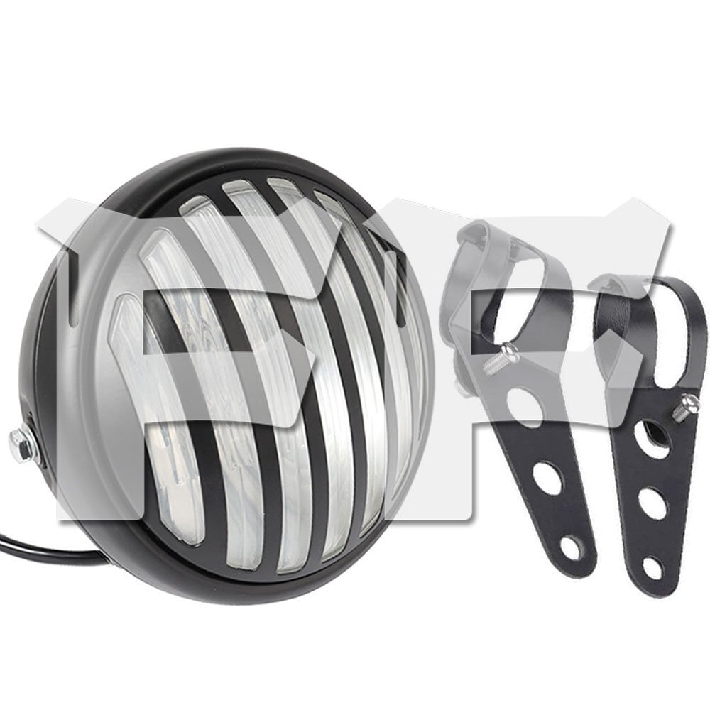 送料無料.. 7インチ オートバイ ヘッドライト ホンダ カワサキ ヤマハ スズキ ハーレー バイク ブラケットステー ホワイト発光 FG-7A 新品拍卖