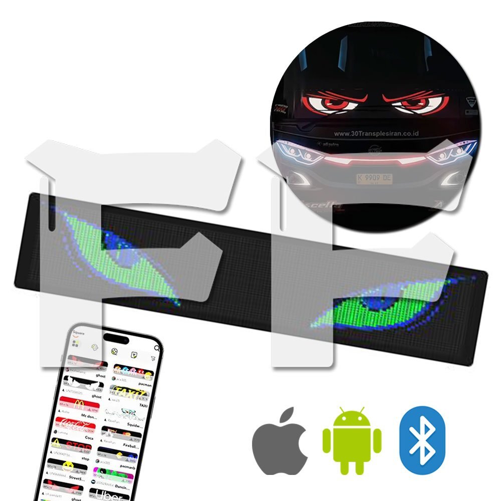 プログラミング可能な柔軟な車載/室内LEDスクリーン 悪魔の眼 LEDサイン アプリコントロール トラック バス 850mm*215mm 1枚 多用途!!拍卖