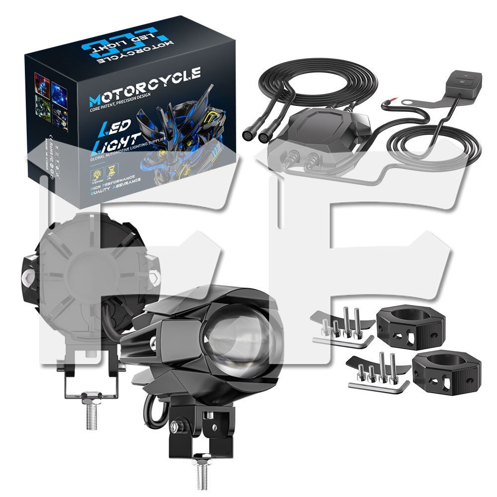 送料無料.. 4モード LED フォグランプ スポットライト ホワイト/イエロー/ストロボ 12V/24V ワイヤーハーネス 防水コネクタ オートバイ拍卖