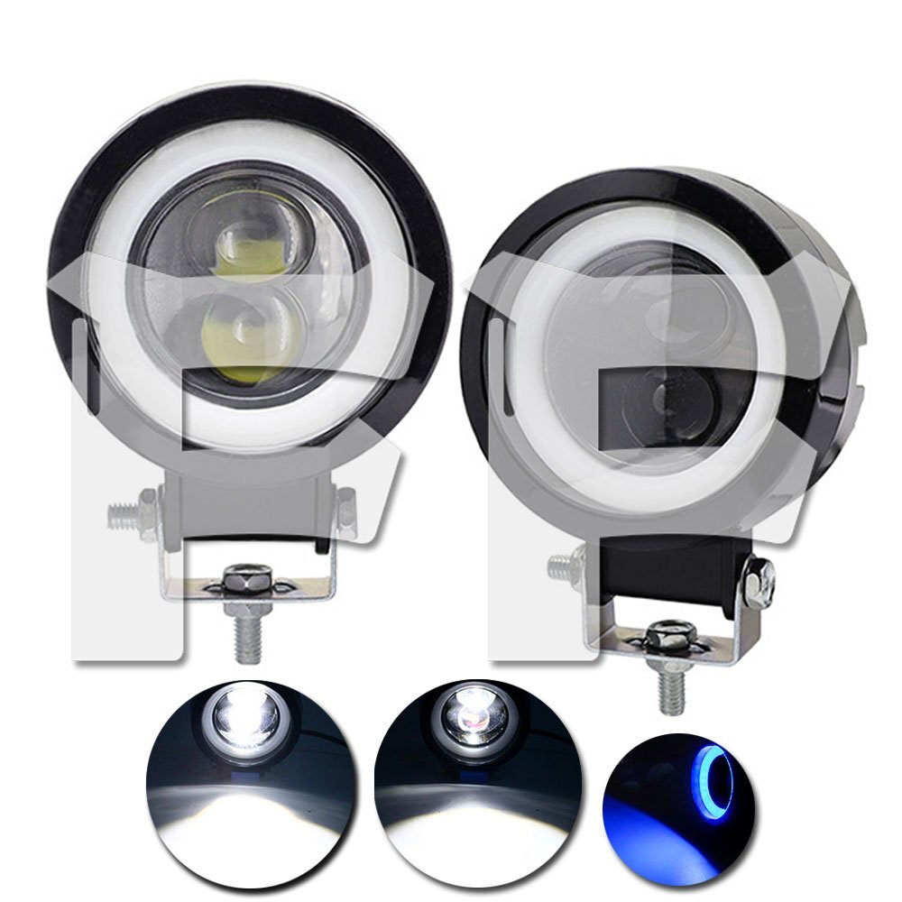 送料無料.. 3インチ 20W LED ワークライト 作業灯 ホワイト イカリング ブルー オートバイ トラック ジープ SUV UTV ボート 汎用 2個拍卖