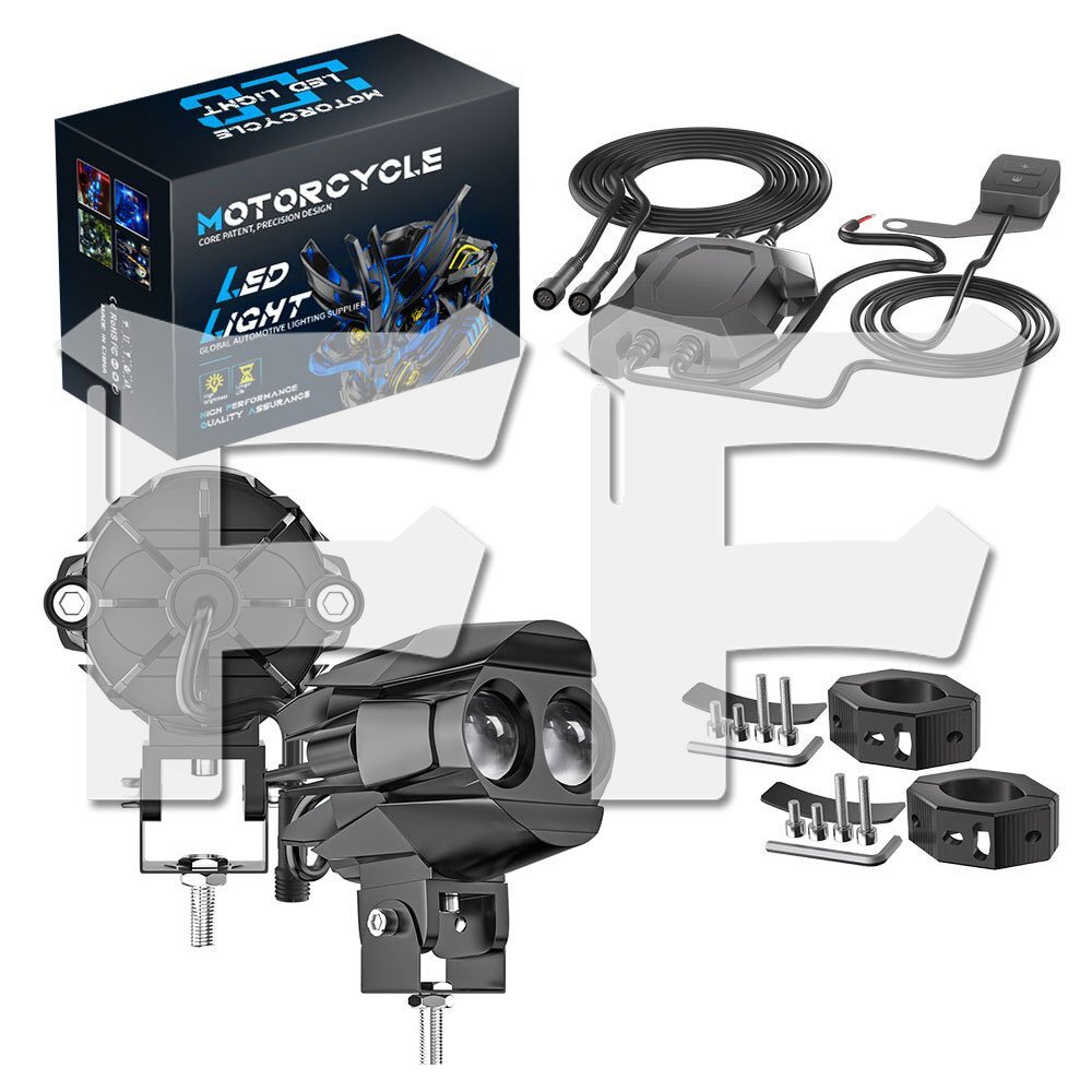 送料無料.. 4モード LED フォグランプ スポットライト ホワイト/イエロー/ストロボ 12V/24V ワイヤーハーネス 防水コネクタ オートバイ拍卖