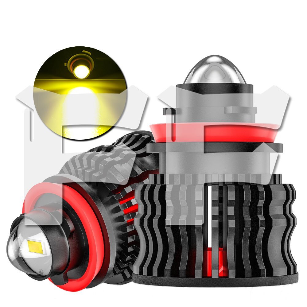 新発売!! 60W H8/H11/H16兼用 12000LM イエロー 3000K LED フォグランプ プロジェクターレンズ 12V キャンセラー 車検対応 無極性 2個拍卖