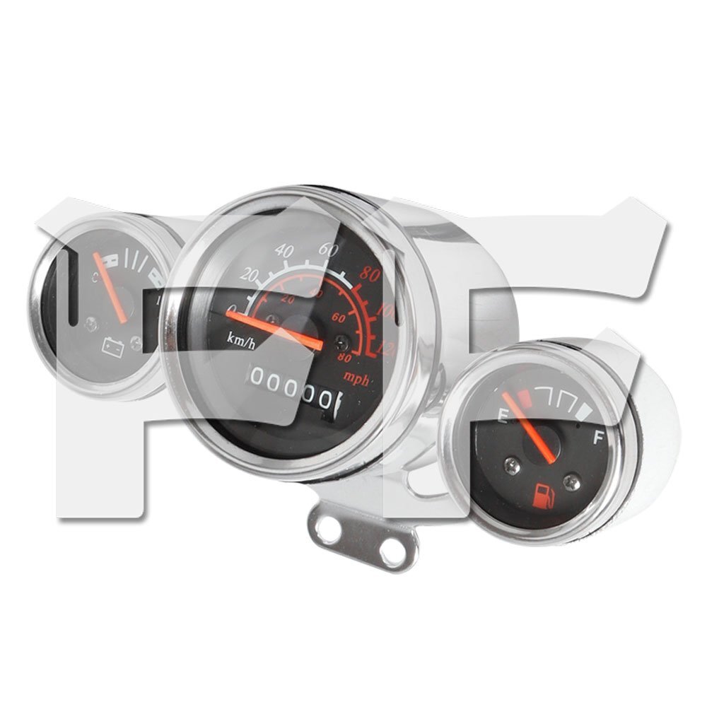 ATV用 スピードメーター/クロノメーター/ギア表示/方向指示器/3連メーター ABSロンディング ビッグブル 簡単取付拍卖