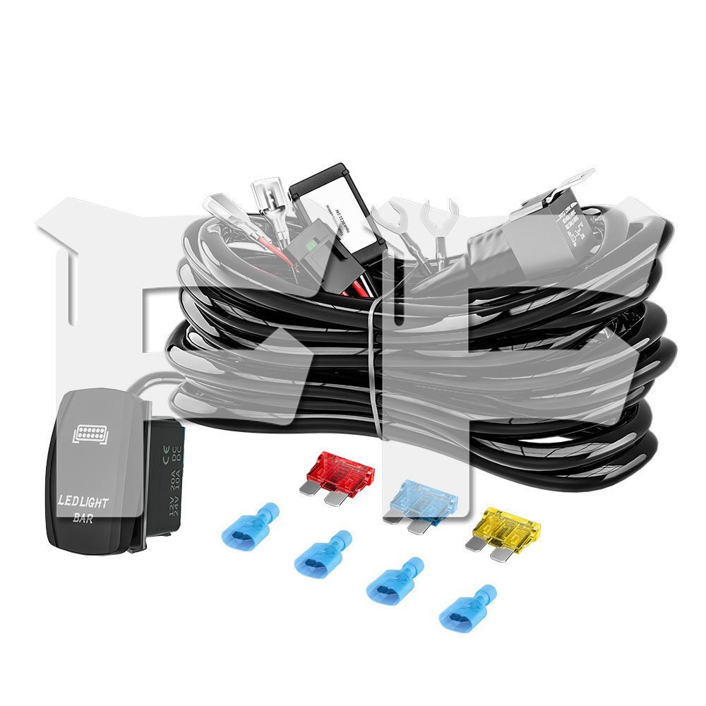 LEDライトバー ワイヤーハーネス オン/オフ ヒューズ 10A 15A 20A 作業灯配線 フォグランプスイッチ付き リレーハーネス 2灯用拍卖
