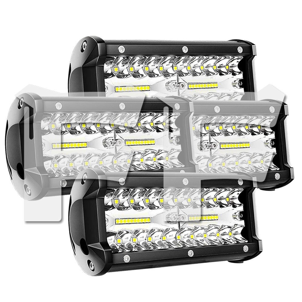 7インチ LED ワークライト 作業灯 120W 6500K ホワイト 照明 トラック SUV ボート 建設機械 12V/24V兼用 SM120W 4個 新品拍卖