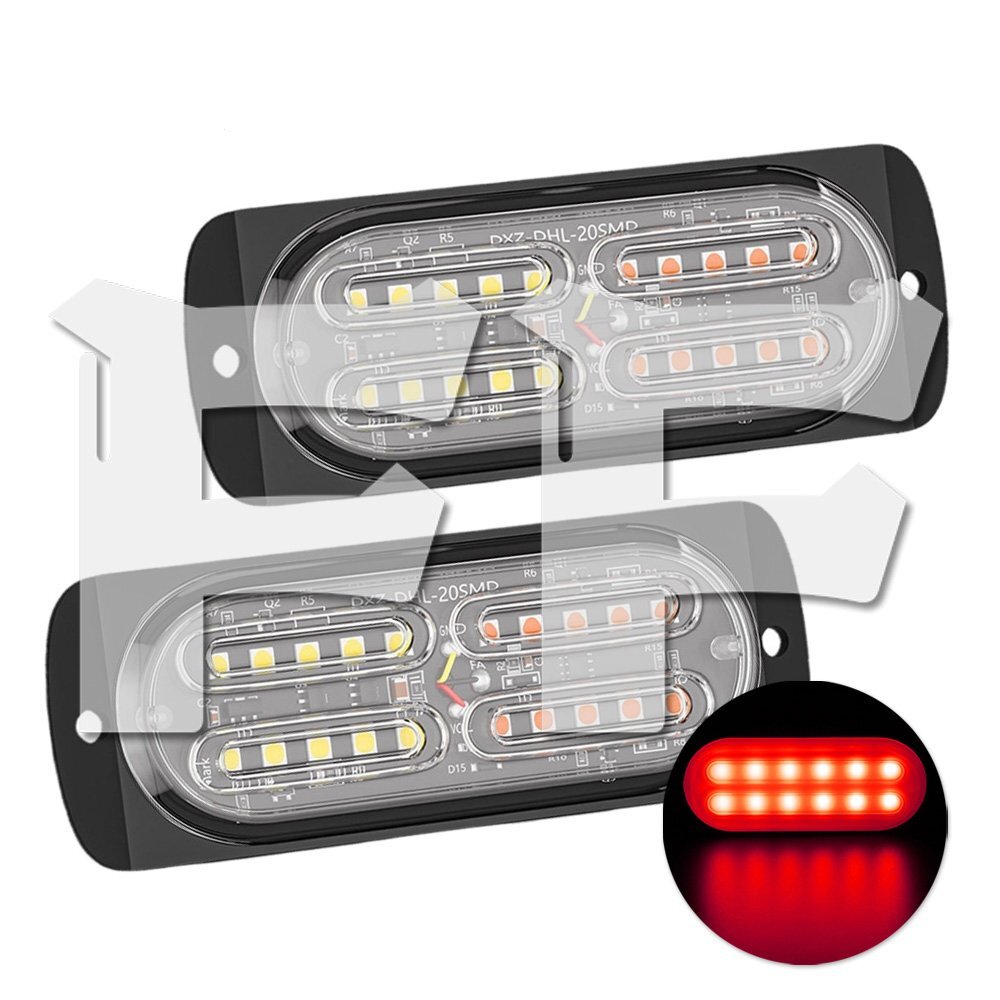 送料無料.. 多モード 薄型 レッド LEDライト ハザード ストロボ フラッシュ パトロール ライトバー 大型車 建設機械 ボート SUV 2個拍卖