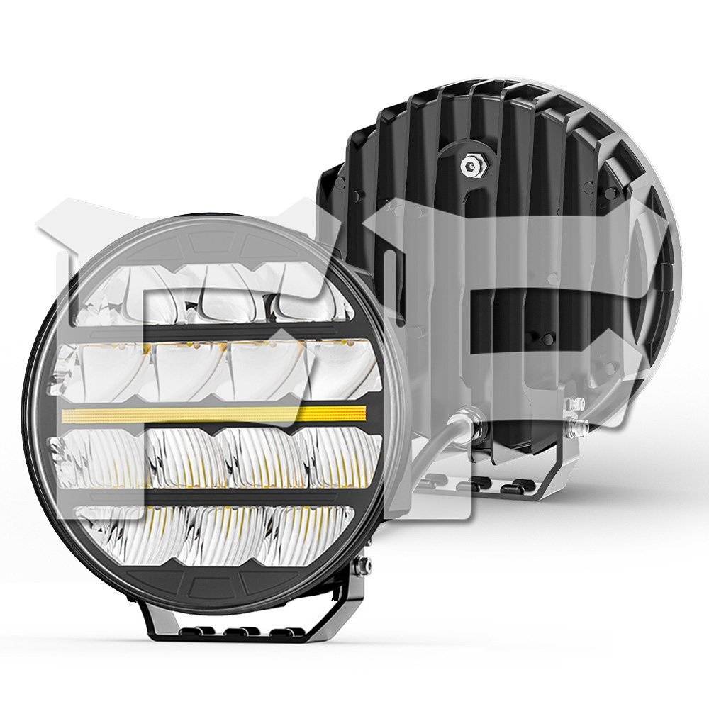 送料無料.. 9インチ 作業灯 LED ワークライト 広角ライト スポットライト DRL 106W 10600LM ホワイト アンバー ジープ タコマ ジムニー 2個拍卖