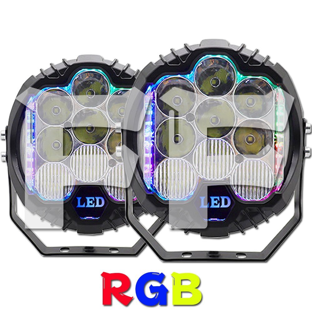 5インチ RGB 50W LED ワークライト 作業灯 投光器 4x4 トラック ジープ JK JKU JL SUV ホワイト 6500K 12V-24V 多彩 RTS5-W 2個拍卖