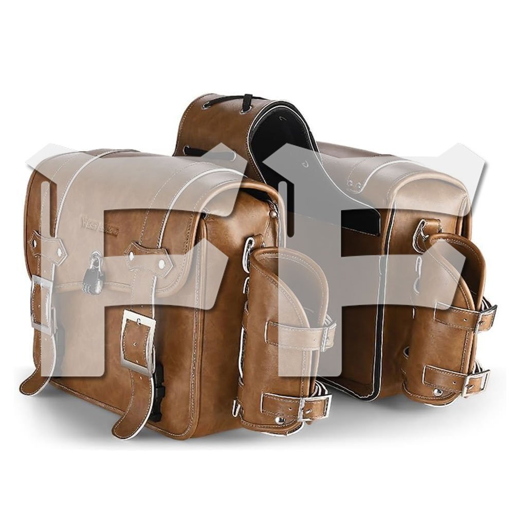 送料無料.. バイク用 サイドバッグ 16L 大容量 リアボックス ドリンクホルダー付属 PUレザー 小物収納 収納 全車種対応 ブラウン 汎用拍卖