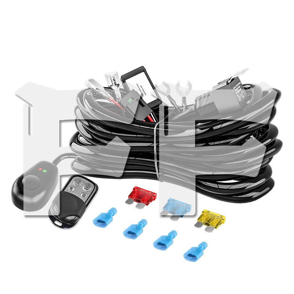 送料無料.. LEDライトバー ワイヤーハーネスキット ストロボ フォグランプ ヒューズ 10A 15A 20A スイッチ/リモコン リレーハーネス 2灯用拍卖