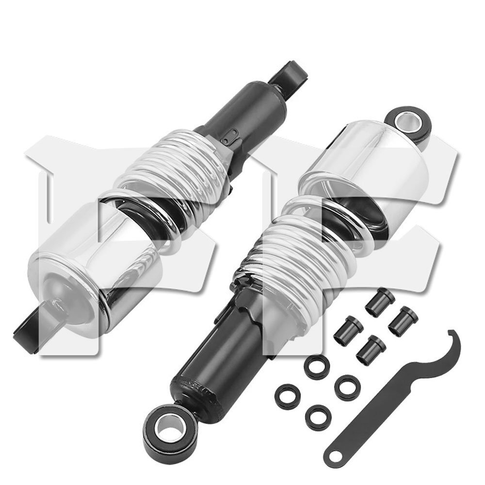 送料無料.. 267ミリ リア ショック アブソーバー サスペンションキット ハーレー ヤマハ スズキ カワサキ..など ブラック クローム 汎用拍卖