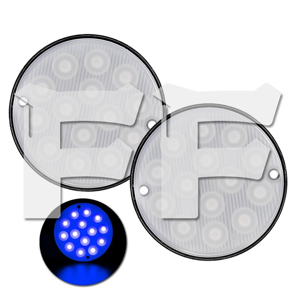 送料無料.. 超薄 ブルー LED ライト ハザード ストロボ フラッシュ パトロール ライトバー 2モード 12V/24V 柔光 丸型 建設機械 ボート 2個拍卖