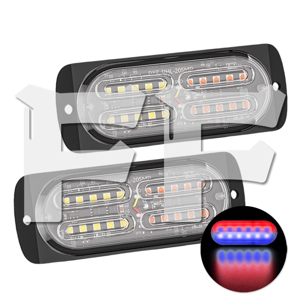 送料無料.. 多モード 薄型 ブルー/レッド LEDライト ハザード ストロボ フラッシュ パトロール 大型車 建設機械 ボート トラック SUV 2個拍卖