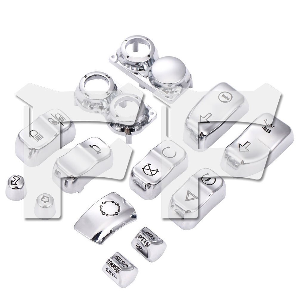 送料無料.. ハーレー ツーリング エレクトラ ストリートグライド 14-23 ハンド コントロール スイッチ キャップ ボタン カバー シルバー拍卖