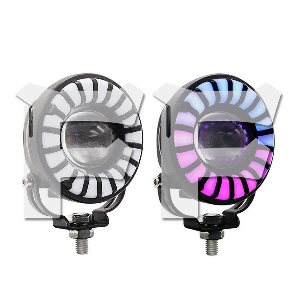 40W 丸型 LED ワークライト 作業灯 ハイビーム・ホワイト/ロービーム・イエロー/イカリング・RGB 多彩 オートバイ バイク SUV 2個 汎用拍卖