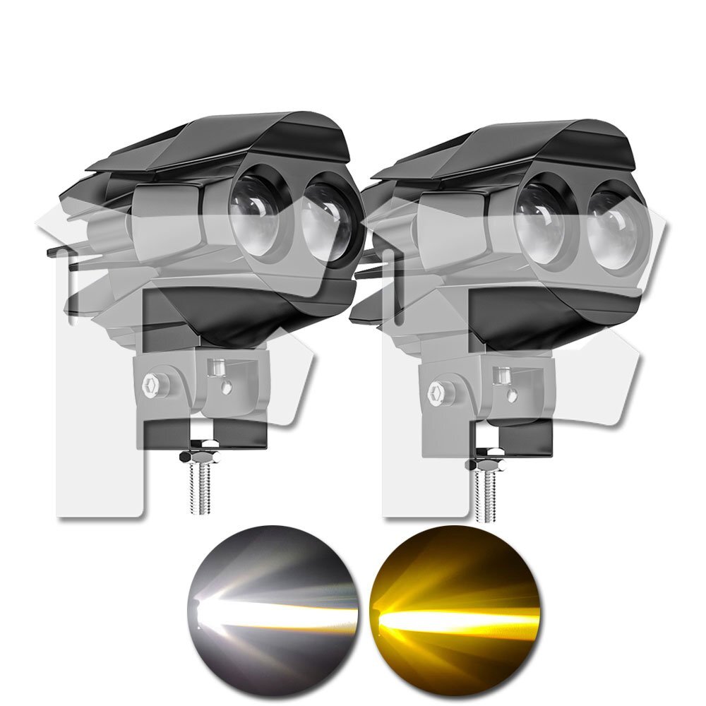 送料無料.. 60W 3モードタイプ LED フォグランプ ワークライト 作業灯 ホワイト/イエロー BMW ハーレー スズキ ホンダ カワサキ ヤマハ 2個拍卖