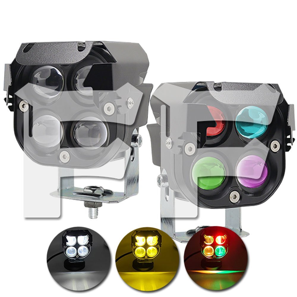 送料無料.. 3インチ 40W スポットライト ホワイト/イエロー/RGB LED ワークライト 作業灯 ジープ ジムニー オートバイ トラック 多彩 2個拍卖