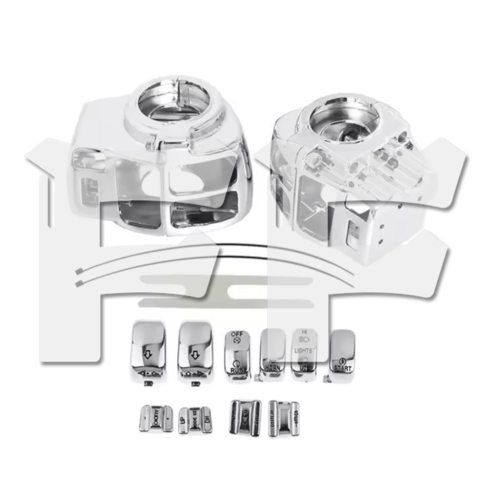 送料無料.. ハーレー ツーリング 96-13 ハンドコントロールスイッチハウジング スイッチ カバー ボタン キャップ 25mm シルバー パーツ拍卖