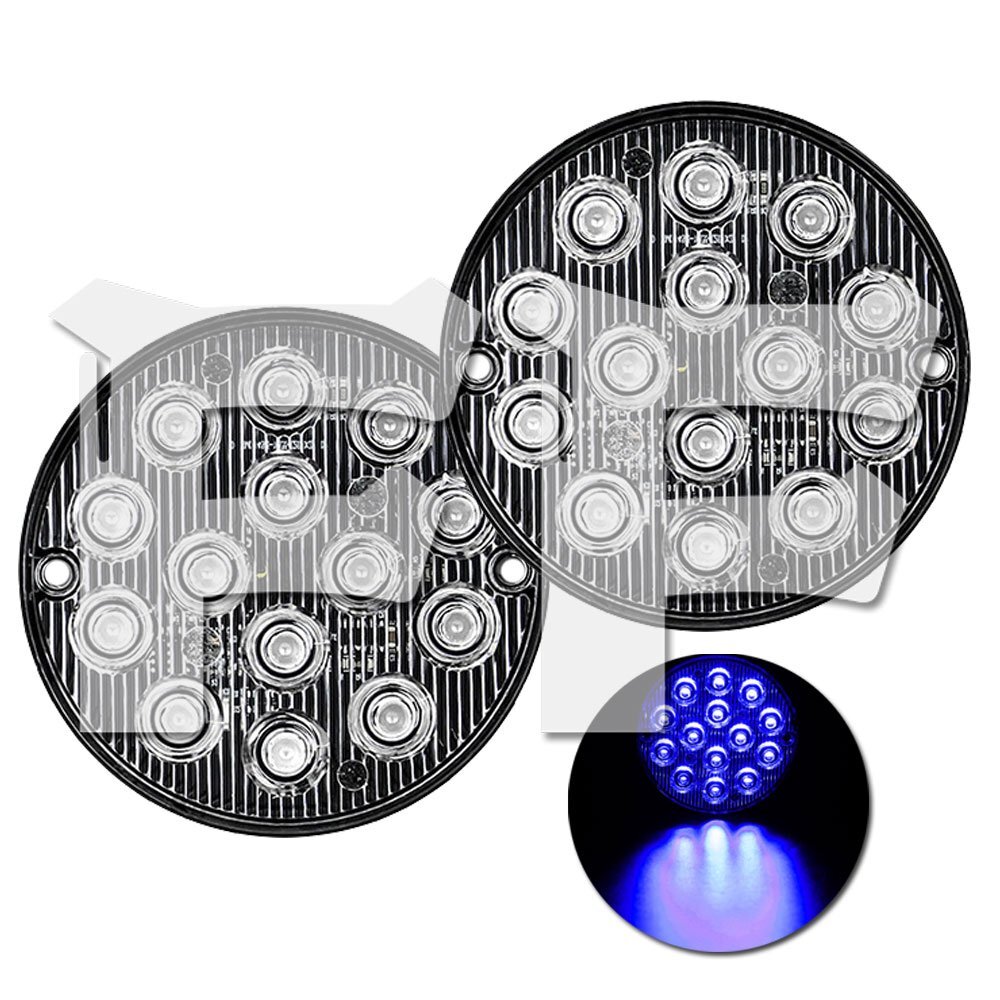 送料無料.. 超薄型 丸型 2モード LED ライト ハザード ストロボ フラッシュ パトロール 12V/24V ブルー 建設機械 工事現場 2個 汎用拍卖