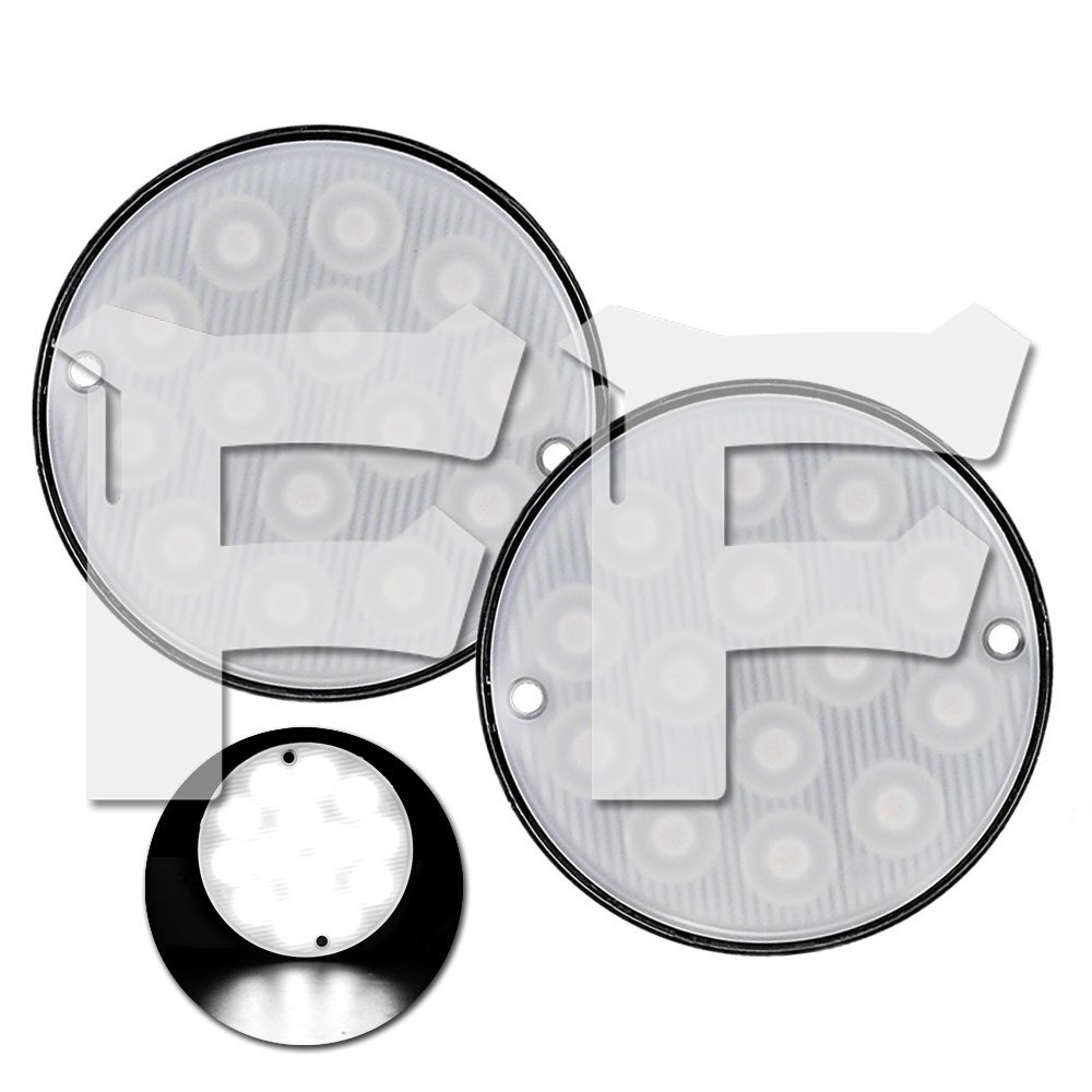 超薄 ホワイト LED ライト ハザード ストロボ フラッシュ パトロール ライトバー 2モード 12V/24V 丸型 建設機械 農業機械 ボート 2個拍卖