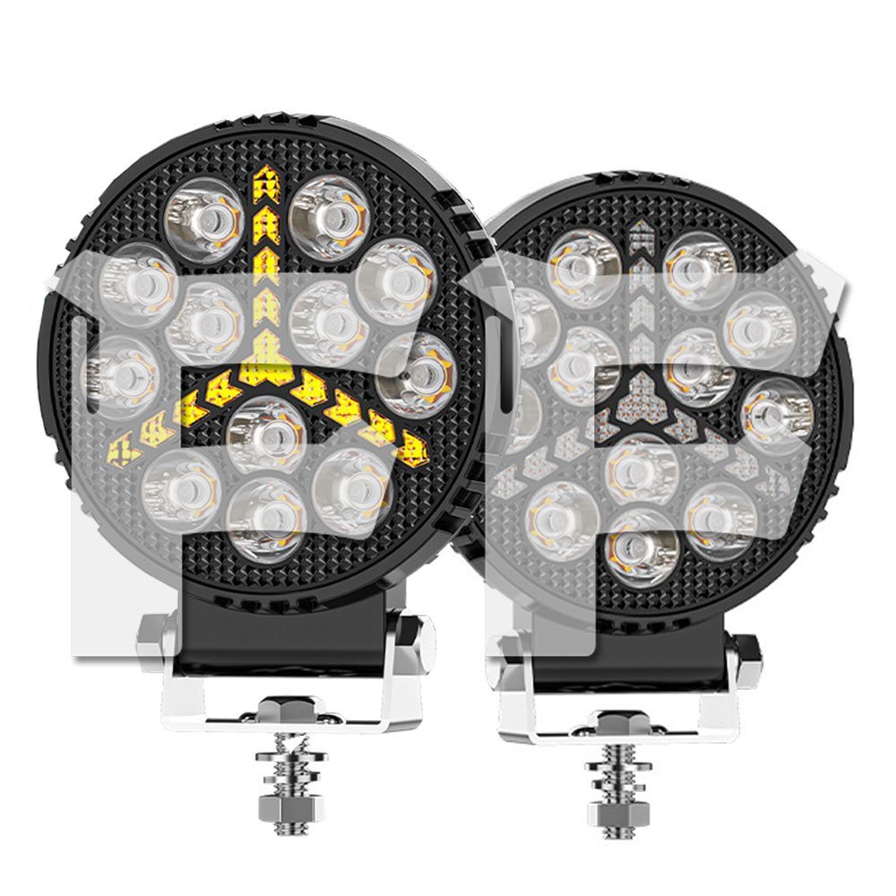 送料無料.. 新発売 4インチ 作業灯 LED ワークライト 48W 4モード ホワイト/イエロー/白黄/ストロボ DRL 4800LM 投光器 大型車 多用途 2個拍卖