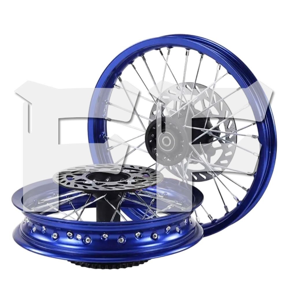 1.60 17インチ フロント リム 1.85 14インチ リア リム ホイール 内径:12mm 32スポーク穴 モトクロスバイク ブルー 汎用拍卖