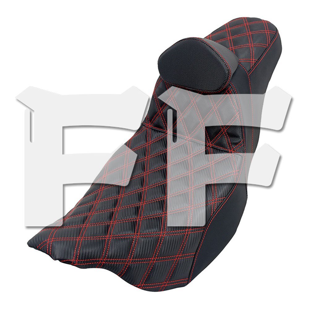 ハーレー ツーリング ツーアップシート タンデムシート ピリオンシート エレクトラ 一体型 運転席 助手席 レッド糸 カスタム パーツ拍卖