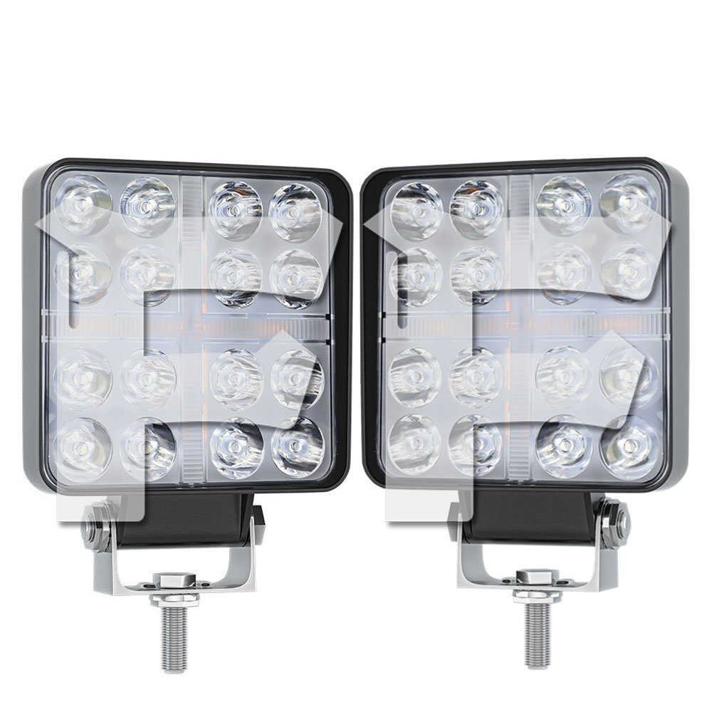 送料無料.. 4インチ 作業灯 LED ワークライト 48W 3モードライト ホワイト/イエロー/白黄同時/ストロボ ジープ ジムニー SUV トラック 2個拍卖