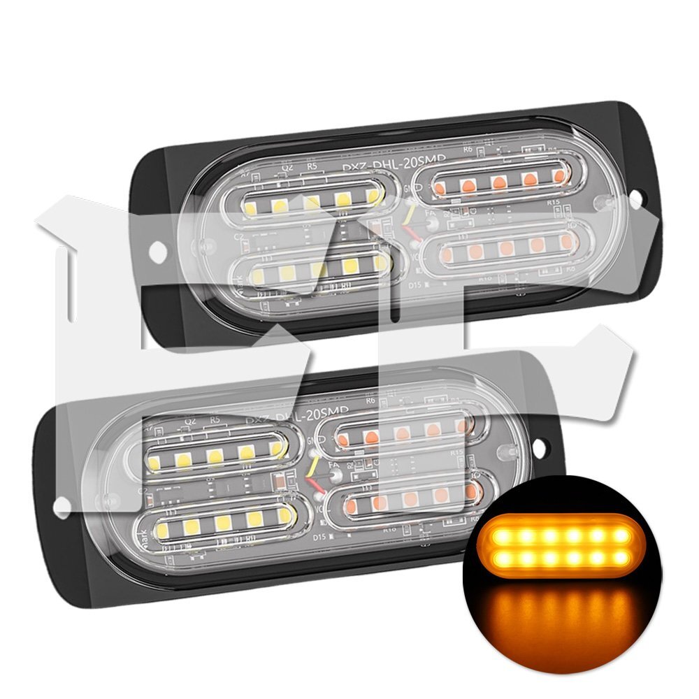 送料無料.. 多モード 薄型 イエロー LEDライト ハザード ストロボ フラッシュ パトロール ライトバー 大型車 建設機械 ボート SUV 2個拍卖