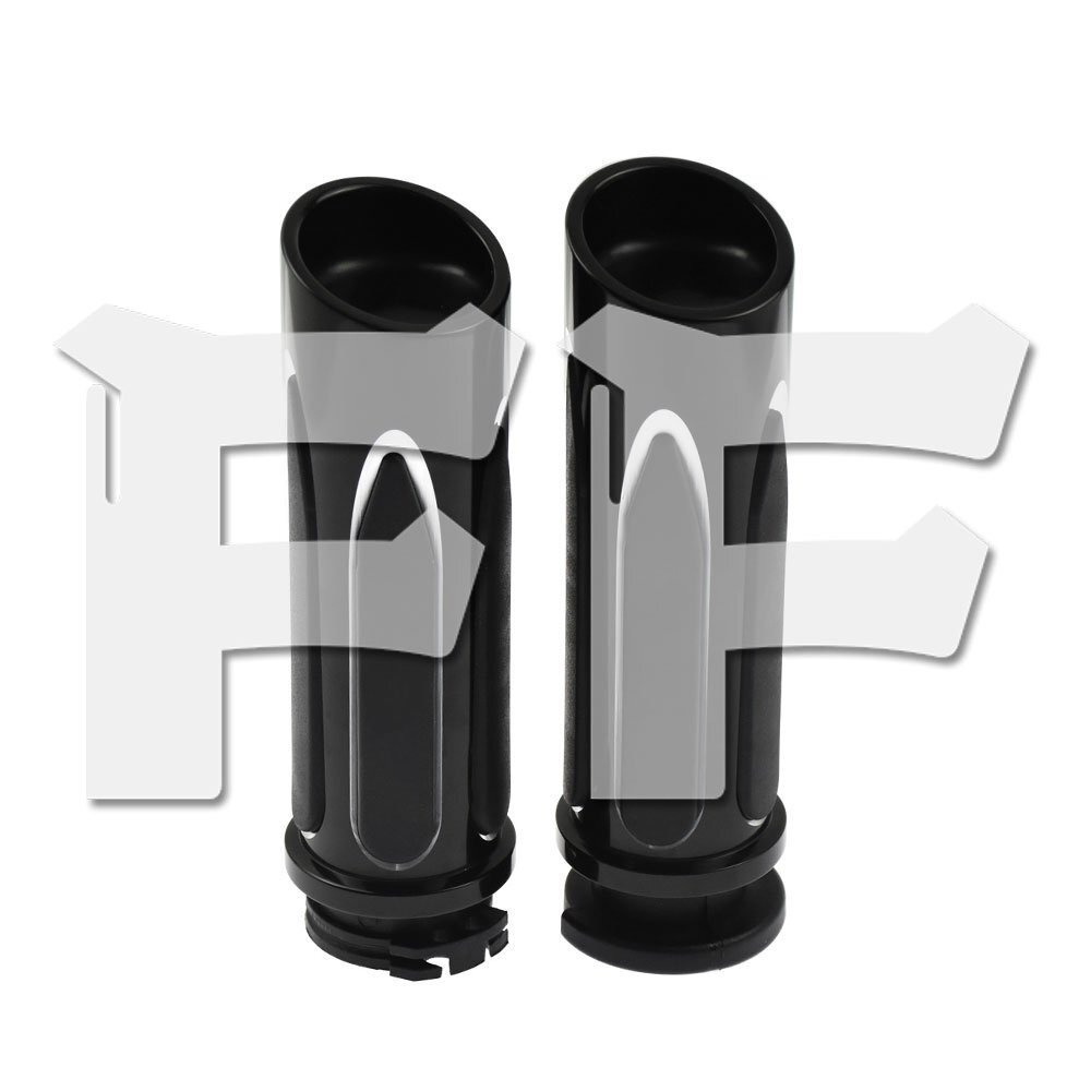 ハーレー用 25mm アルミニウム ブラック/クローム ハンドグリップ(ツーリング/スポーツスター/ダイナ/ソフテイル/Vロッド)拍卖