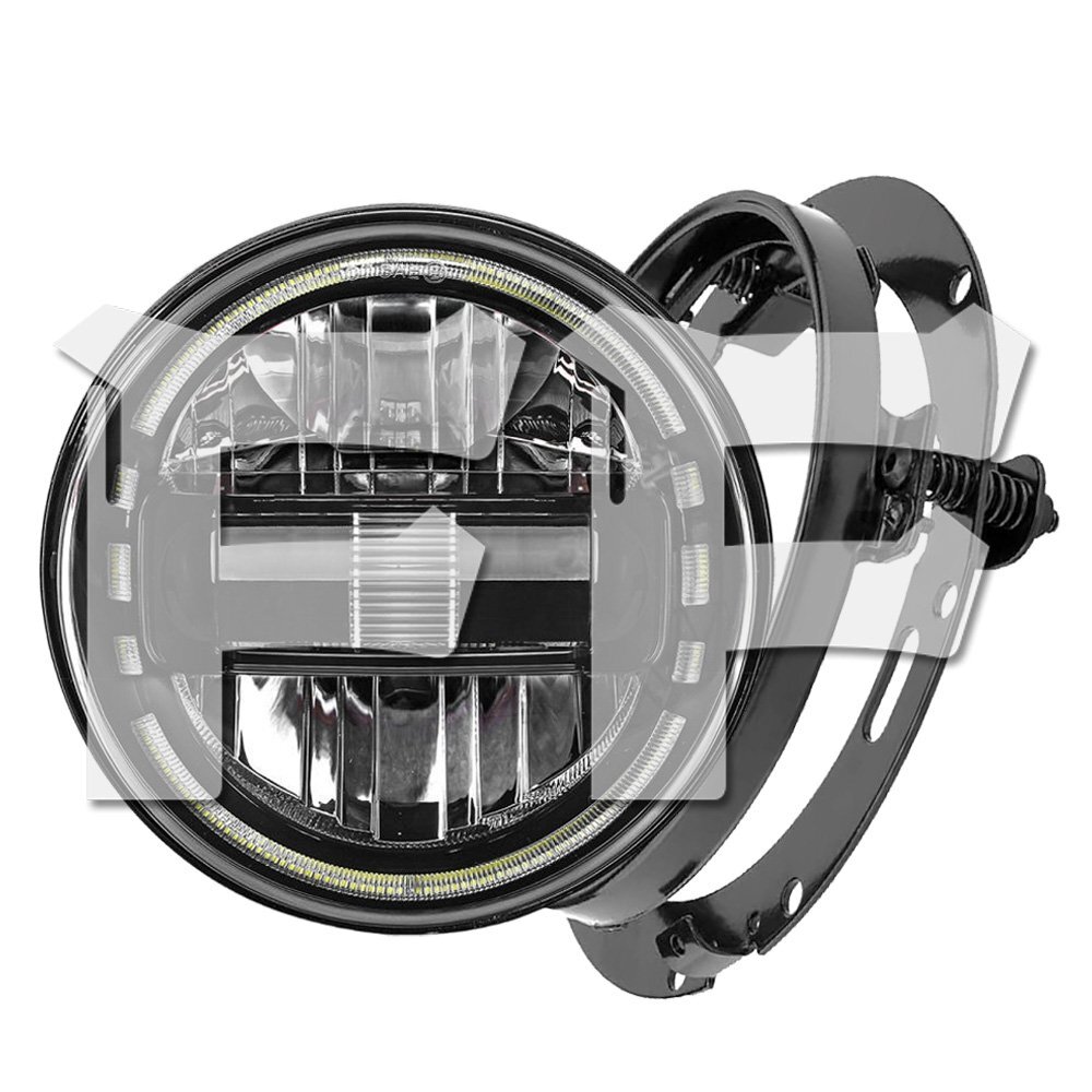 JP仕様 LED 7インチ ヘッドライト ハイ・ロー・デイライト ブラケット DOT オートバイ バイク ハーレー ホンダ スズキ ヤマハ ブラック拍卖