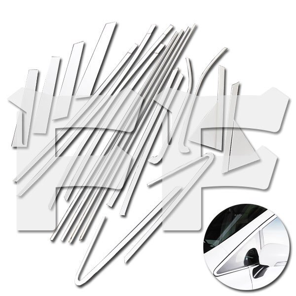 トヨタ PRIUS プリウスα ZVW40 前期 ピラーパネル ウィンドウ トリム モール カバー ステンレス メッキ 鏡面 SN-216 新品拍卖