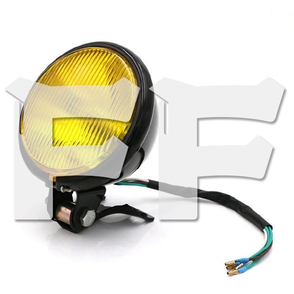送料無料.. 5インチ オートバイ ヘッドライト イエロー ホンダ カワサキ ヤマハ スズキ BMW ハーレー (ブラック) FG-P 新品拍卖